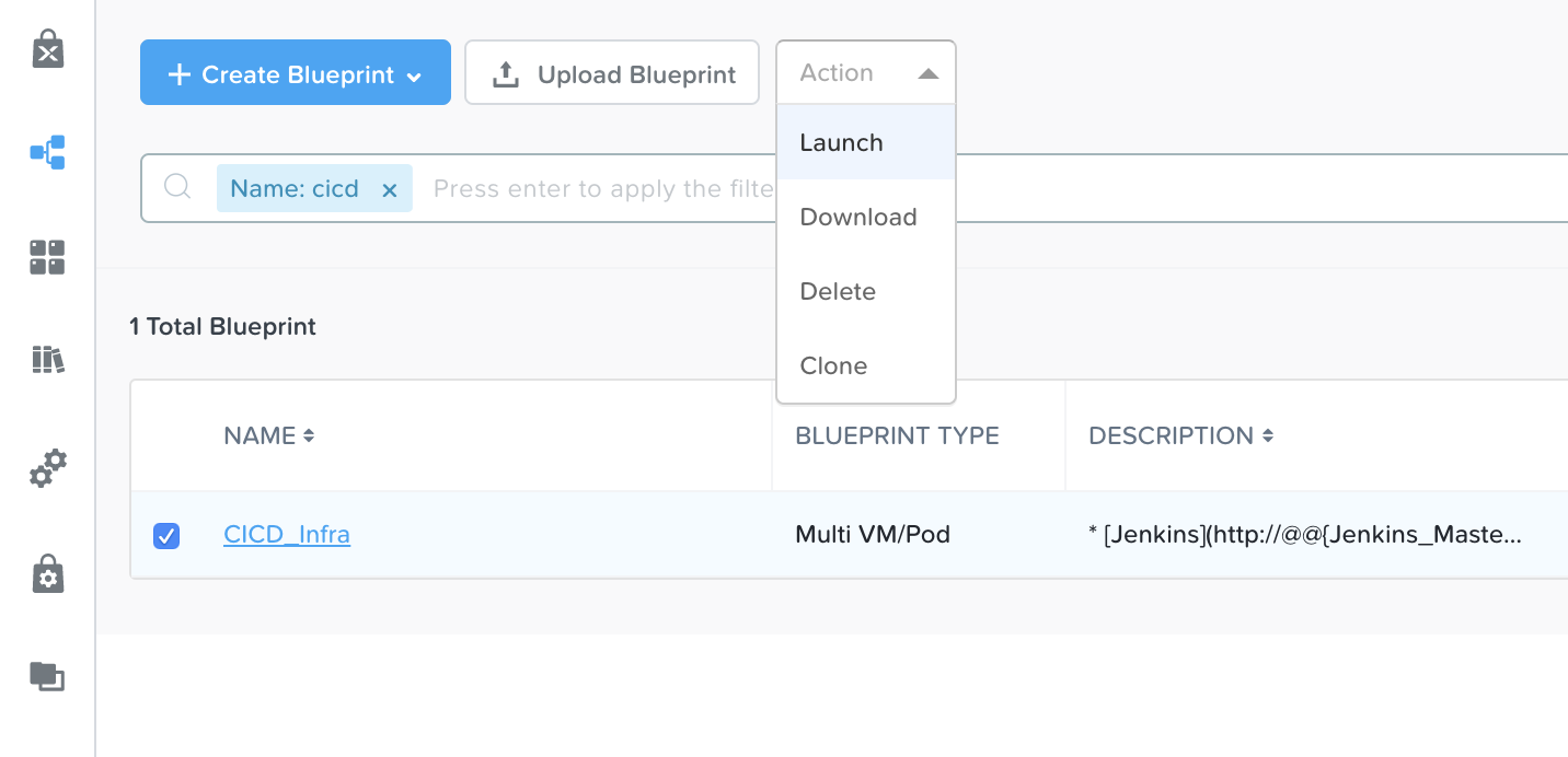 Nutanix Calm CI/CD Infrastructure Blueprint Launch 1