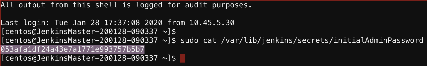 Jenkins Master Temporary Admin Password