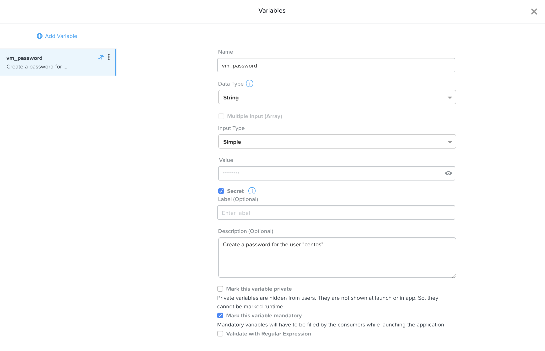 Variable - vm_password