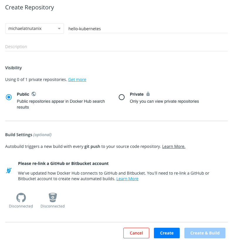 DockerHub Create Repository