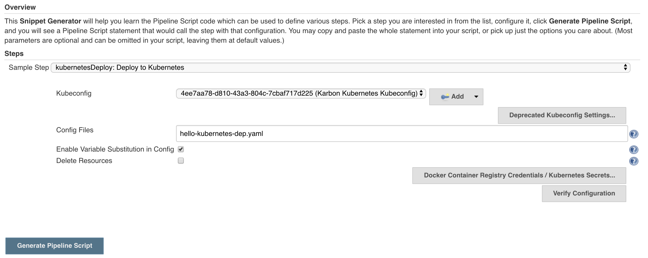 Jenkins Generate Pipeline Script