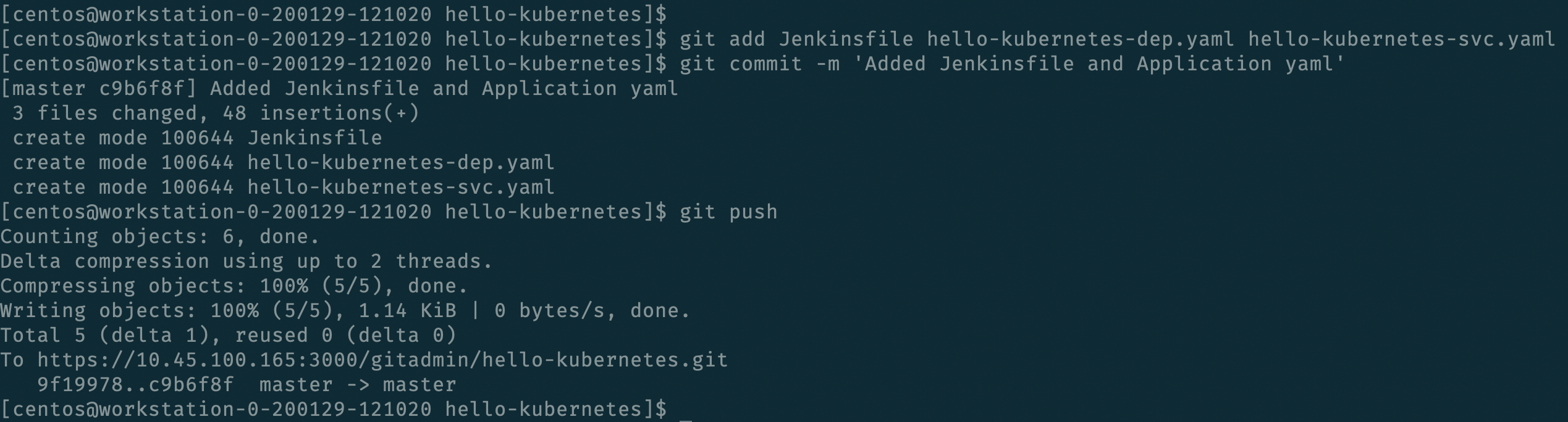 Git Add and Commit Jenkinsfile and App YAML Files