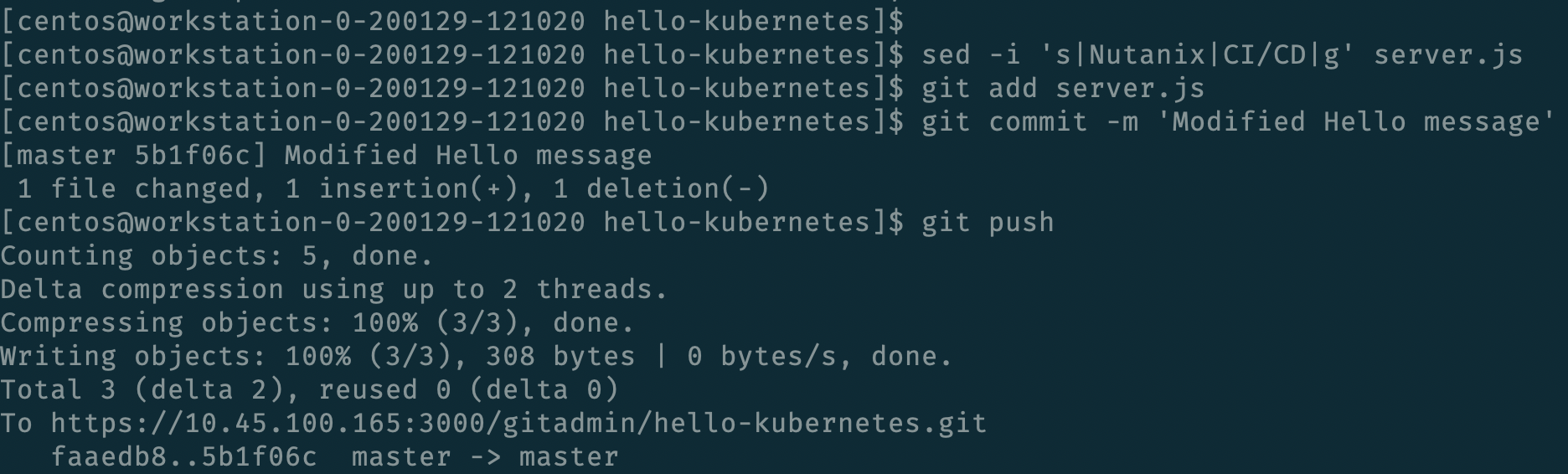 Git Push New Application Code